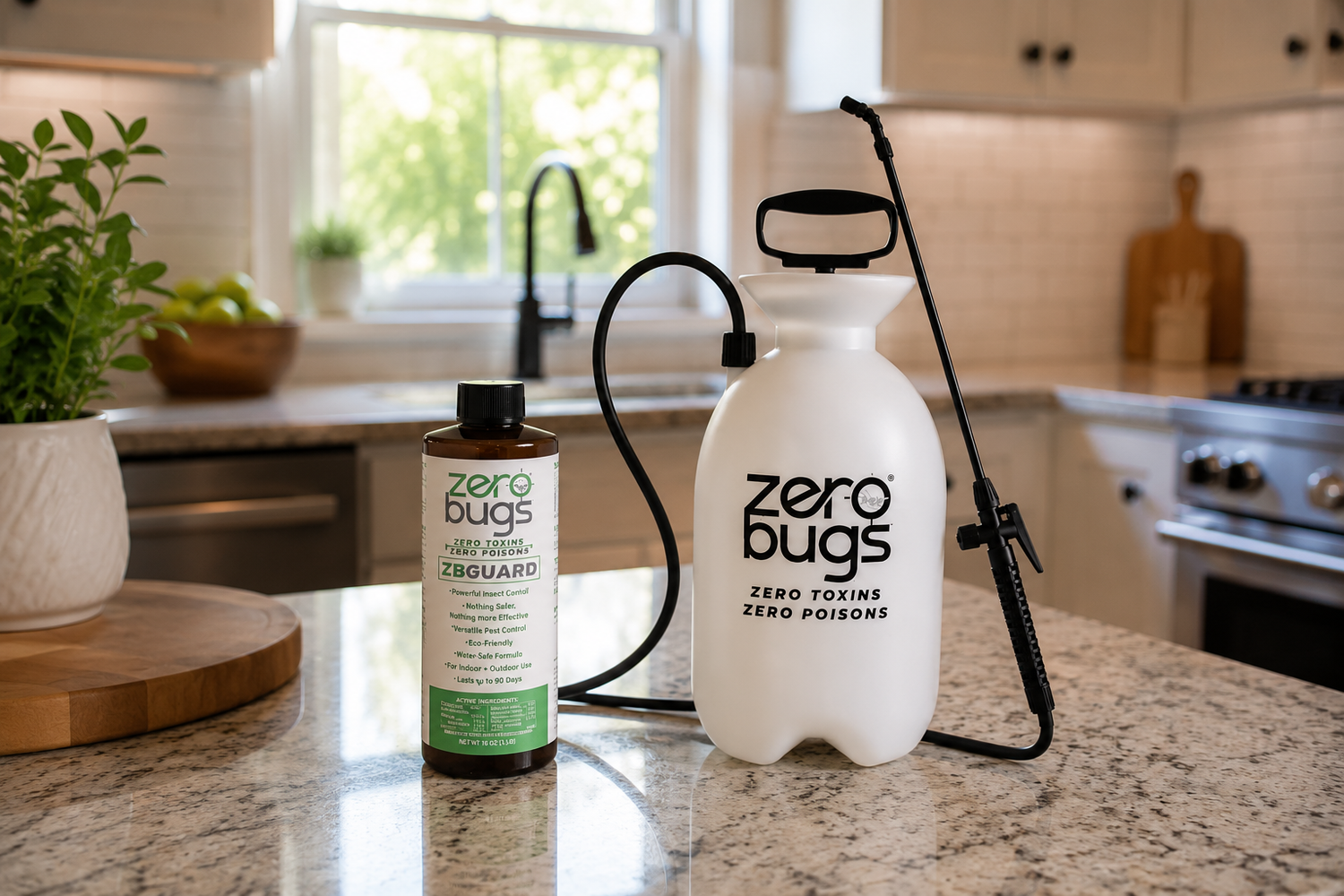 ZeroBugs products on a kitchen counter